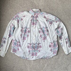 Alix Of Bohemia White and Pink Floral Button Down Shirt